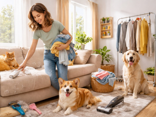 Как избавиться от шерсти животных из мебели и одежды без усилий