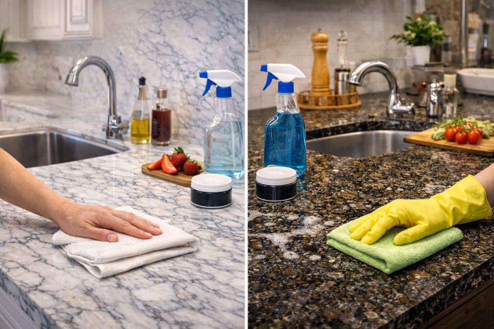 Догляд за мармуровими та гранітними стільницями