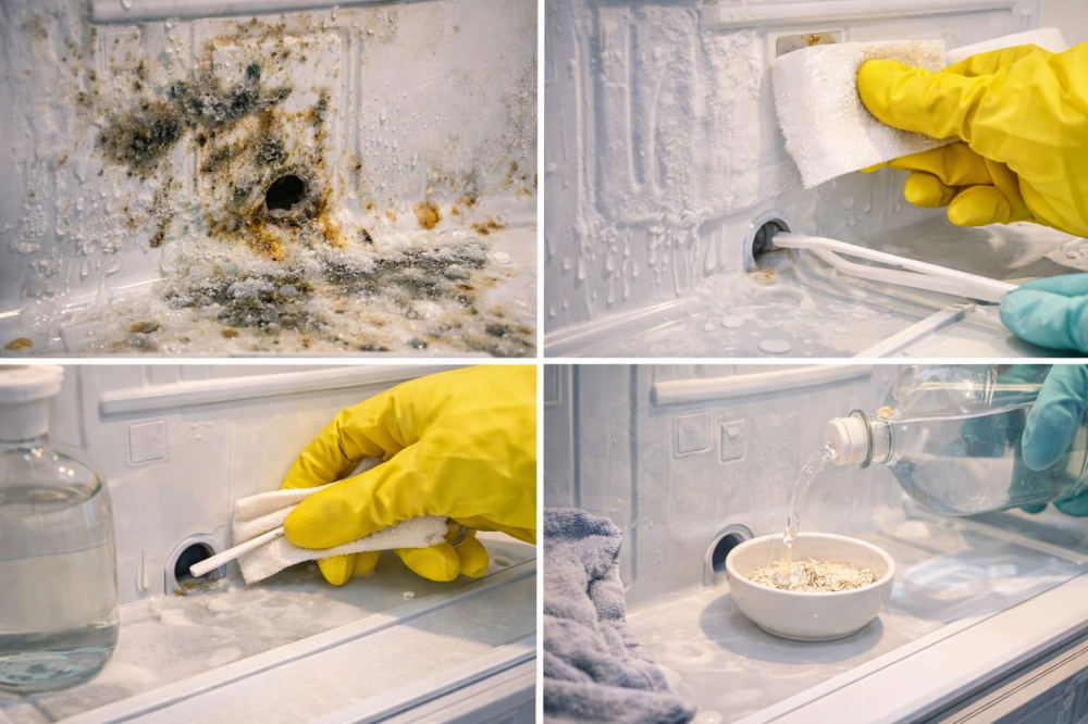 Дренажний отвір і задня стінка холодильника