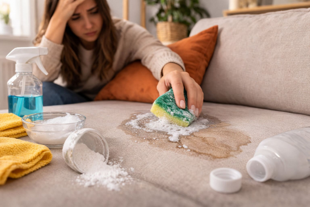 Помилки під час очищення дивана вдома