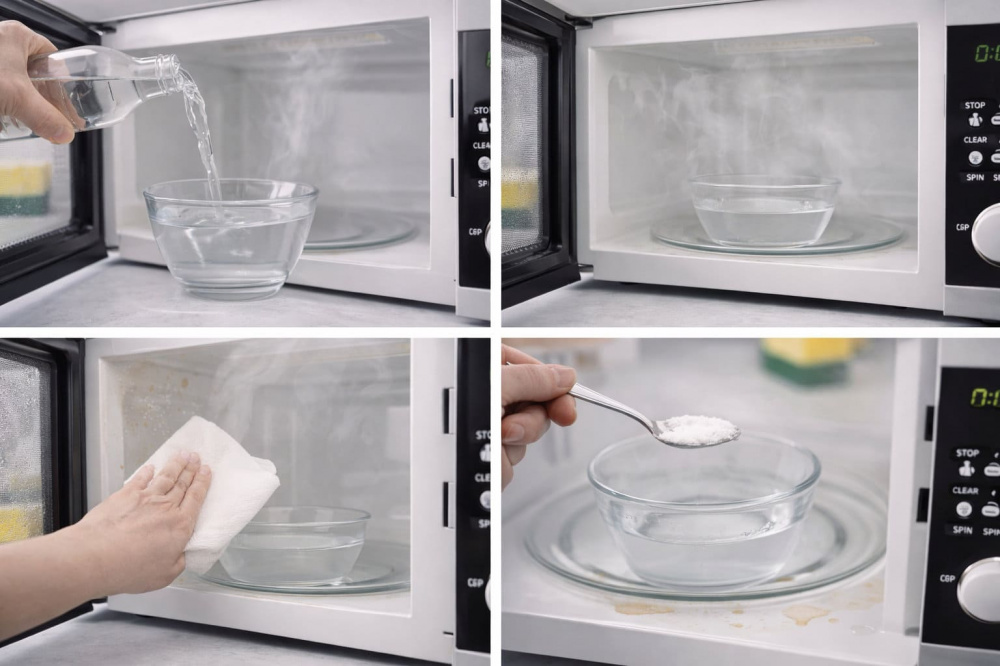 Как почистить микроволновку уксусом